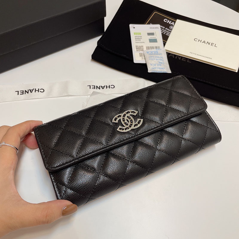シャネルで人気の財布 CHANEL ロング フラップ ウォレット 長財布 BIG CCマーク ラインストーン AP2740 B08043 94305 - 画像 (7)