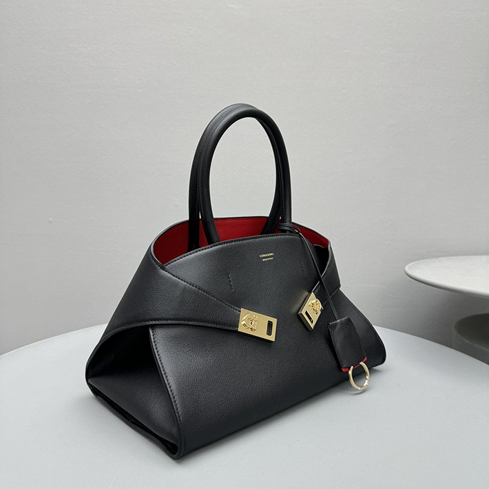 FERRAGAMO 新作バッグ フェラガモ バッグ アウトレット Hug ハンドバッグ(S) ブラック/バーガンディ 215608 767814 - 画像 (9)