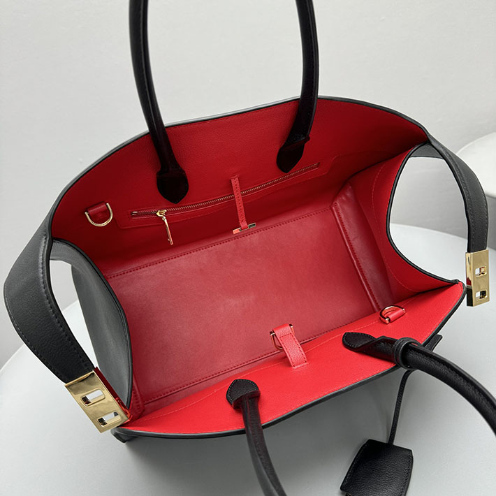 FERRAGAMO 新作バッグ フェラガモ バッグ アウトレット Hug ハンドバッグ(S) ブラック/バーガンディ 215608 767814 - 画像 (5)