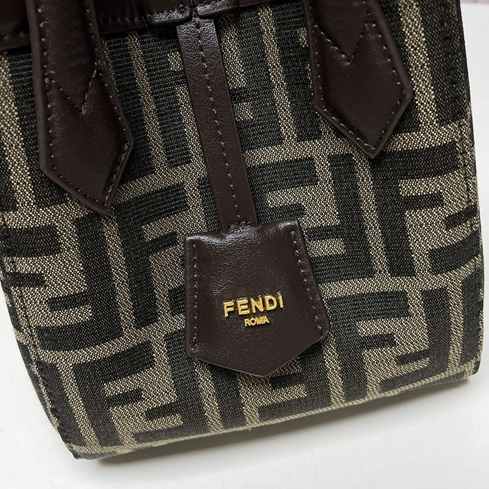 最高級フェンディスーパーコピー フェンディバッグコピー Fendi Origami ミニ ブラウンFFジャカードファブリック 変形ミニバッグ 8BS083AFPMF1GL7 - 画像 (8)