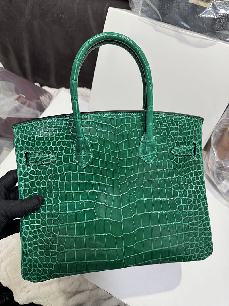 エルメス バーキン30 ヴェールフォンセ クロコダイル ポロサスマット シルバー金具 2520775 エルメス バーキン クロコダイル 定価 - 画像 (4)