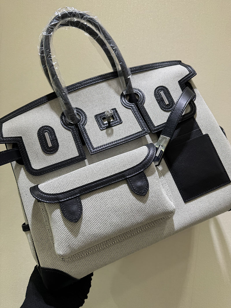 エルメス HERMES バーキン 35cm カーゴ エクリュ×クロ トワルゴエラン×スイフト シルバー金具 2520782 バーキン35 メンズ - 画像 (7)