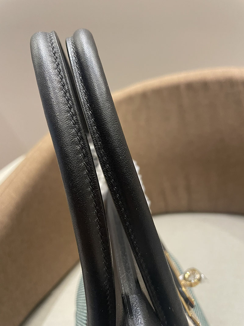 HERMES エルメス バーキン25 クロ×シロ×ミント×クロ トワルキャドリーユ×スイフト ゴールド金具 2520783 バーキン風バッグ - 画像 (4)