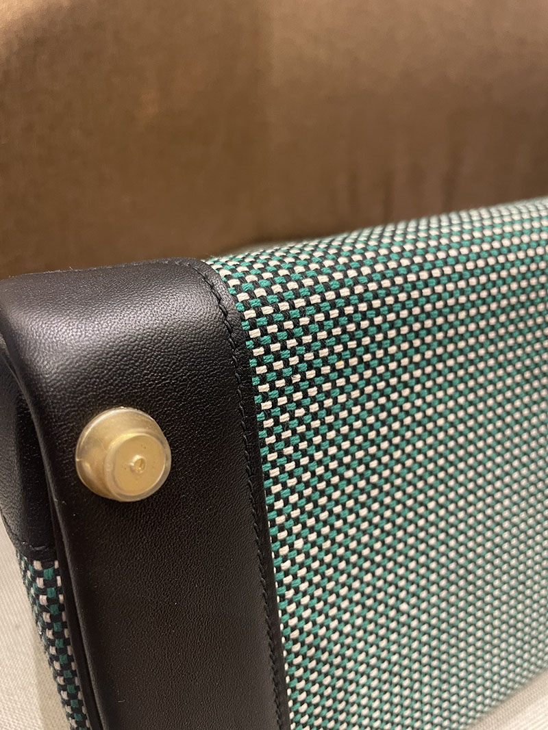 HERMES エルメス バーキン25 クロ×シロ×ミント×クロ トワルキャドリーユ×スイフト ゴールド金具 2520783 バーキン風バッグ - 画像 (2)