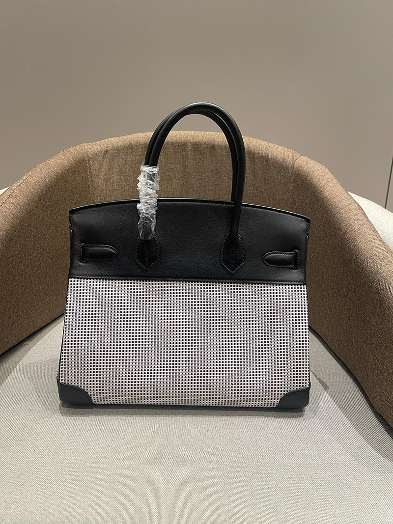 HERMES エルメス バーキン25 黒 ブラック トワルキャドリーユ×スイフト ゴールド金具 2520785 バーキン風バッグ ブランド - 画像 (8)