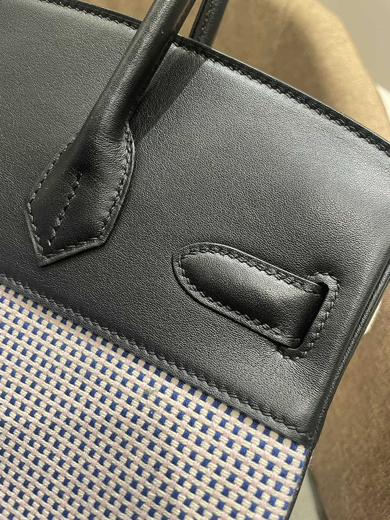 HERMES エルメス バーキン25 黒 ブラック トワルキャドリーユ×スイフト ゴールド金具 2520785 バーキン風バッグ ブランド - 画像 (7)