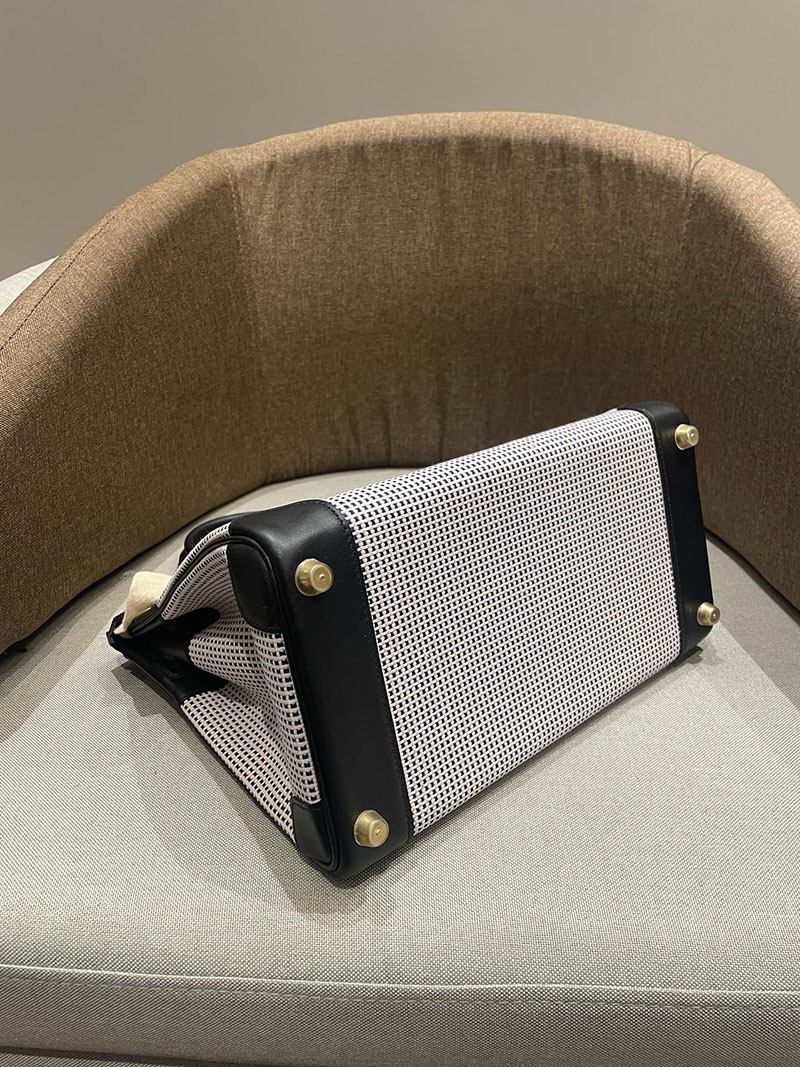 HERMES エルメス バーキン25 黒 ブラック トワルキャドリーユ×スイフト ゴールド金具 2520785 バーキン風バッグ ブランド - 画像 (5)