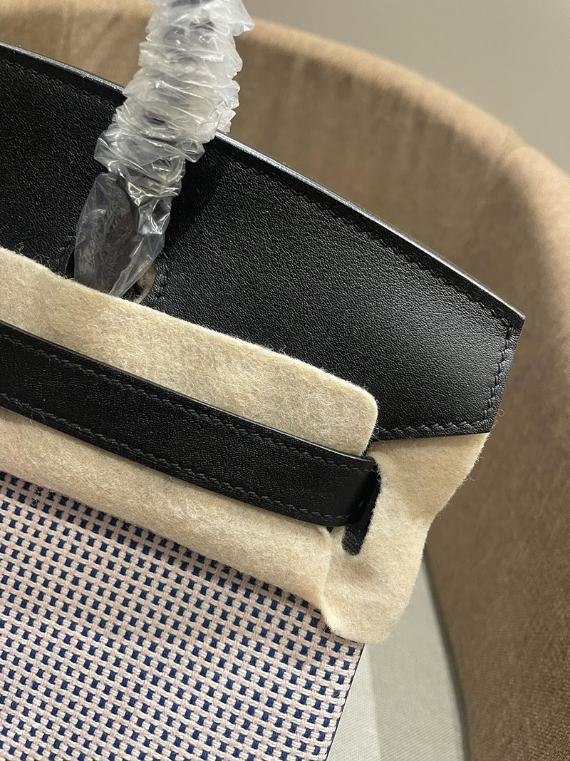 HERMES エルメス バーキン25 黒 ブラック トワルキャドリーユ×スイフト ゴールド金具 2520785 バーキン風バッグ ブランド - 画像 (3)