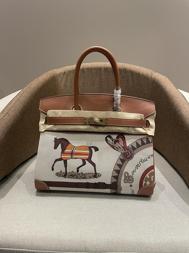 HERMES エルメス バーキン25 ゴールド トワルキャドリーユ×スイフト ゴールド金具 2520787 バーキン バッグ 値段 - 画像 (9)