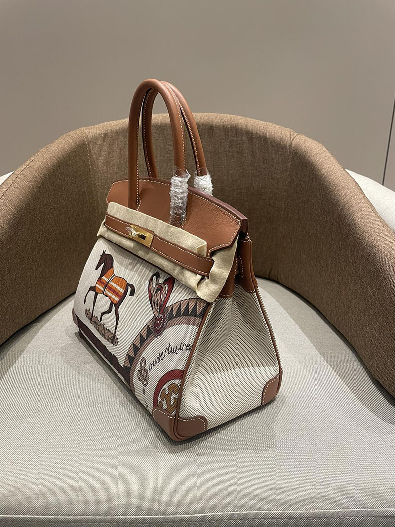 HERMES エルメス バーキン25 ゴールド トワルキャドリーユ×スイフト ゴールド金具 2520787 バーキン バッグ 値段 - 画像 (7)