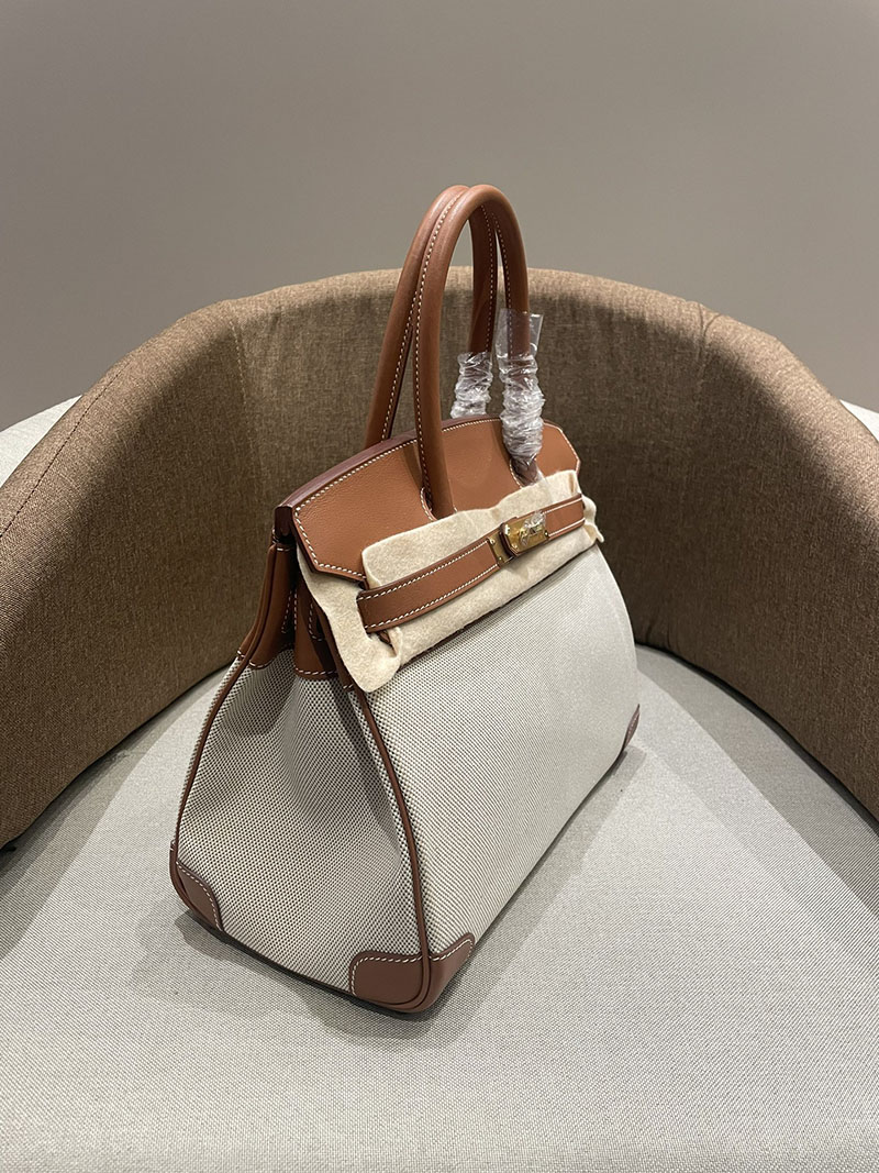 HERMES エルメス バーキン25 ゴールド トワルキャドリーユ×スイフト ゴールド金具 2520789 バーキン バッグ 値段 - 画像 (7)