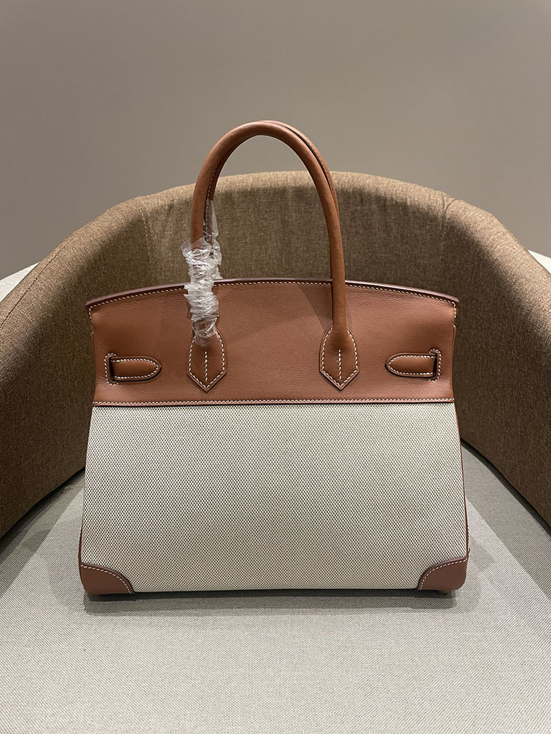 HERMES エルメス バーキン25 ゴールド トワルキャドリーユ×スイフト ゴールド金具 2520789 バーキン バッグ 値段 - 画像 (6)