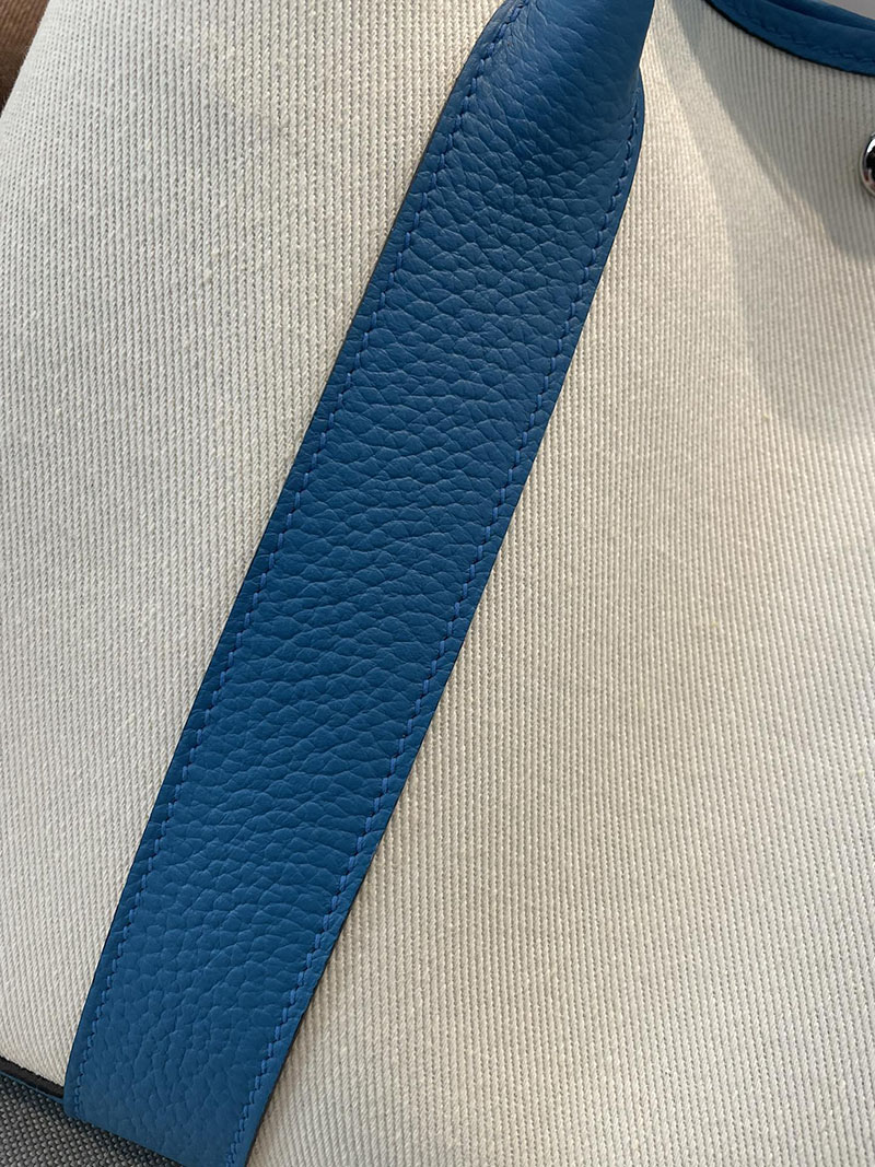 エルメス ガーデンパーティ 30 TPM ブルーサンシール/ヴェールヴェルティゴ ネゴンダ/トワルミリタリー シルバー金具 2520805 ガーデンパーティ風バッグ - 画像 (6)