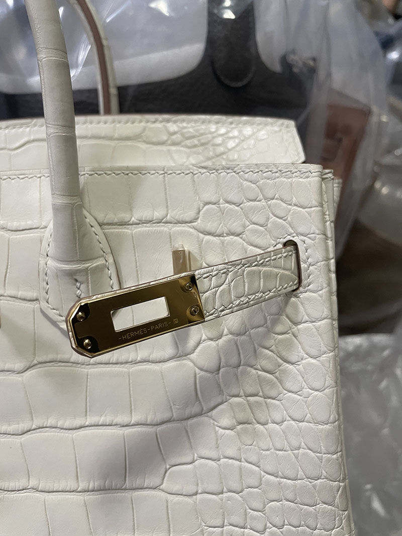 エルメス バーキン25 クレ クロコダイル アリゲーターマット ゴールド金具 2520832 エルメス クロコダイル バーキン - 画像 (4)