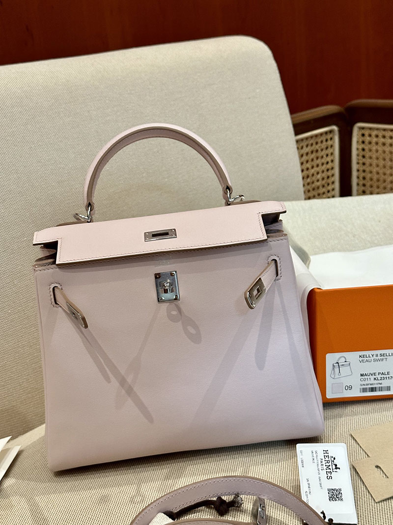 エルメス 専門店 おすすめ HERMES ケリー25 内縫い モーヴペール スイフト シルバー金具 2520834 ケリー25 欲しい - 画像 (9)