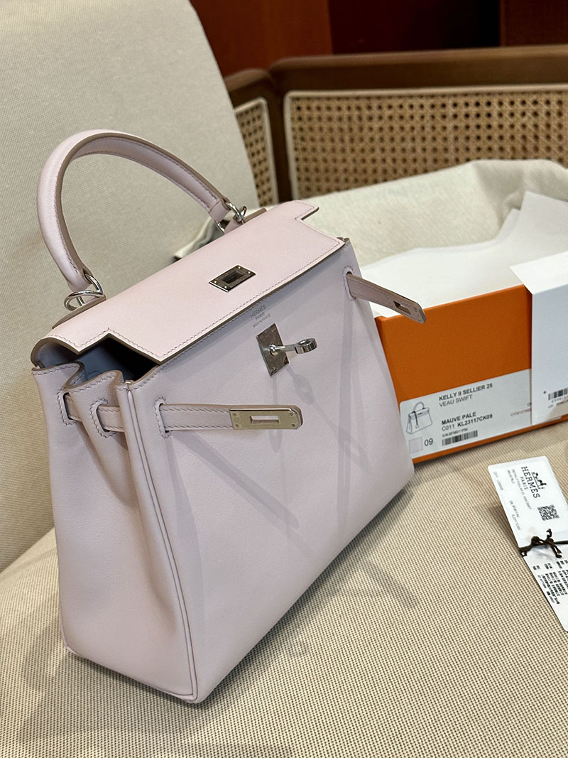 エルメス 専門店 おすすめ HERMES ケリー25 内縫い モーヴペール スイフト シルバー金具 2520834 ケリー25 欲しい - 画像 (8)