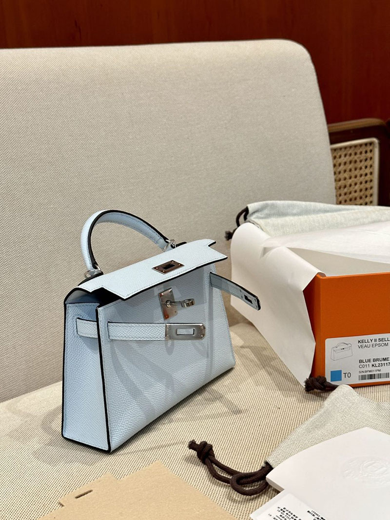 エルメス アウトレット 店舗 HERMES ケリーミニ2 外縫い ブルーブリュム ヴォーエプソン シルバー金具 2520850 ミニケリー ミニケリー2 - 画像 (5)
