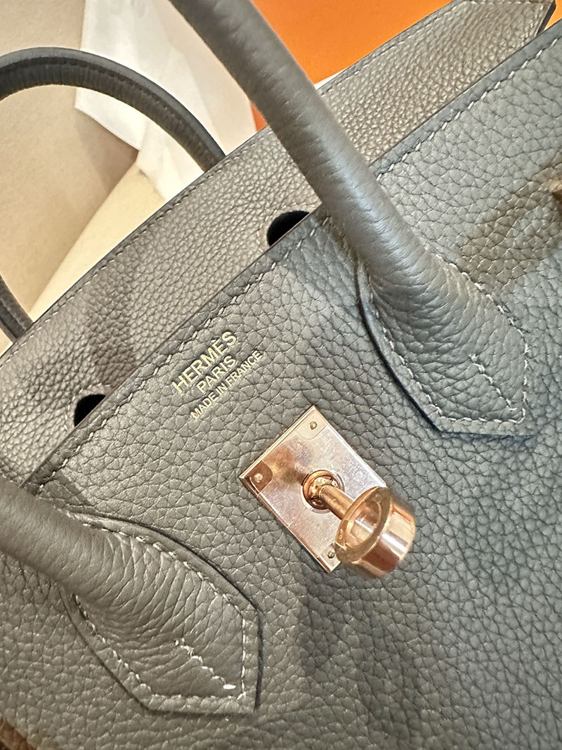 エルメス アウトレット 店舗 HERMES バーキン25 グラファイト トゴ ローズゴールド金具 2520854 バーキン25 人気色 - 画像 (3)