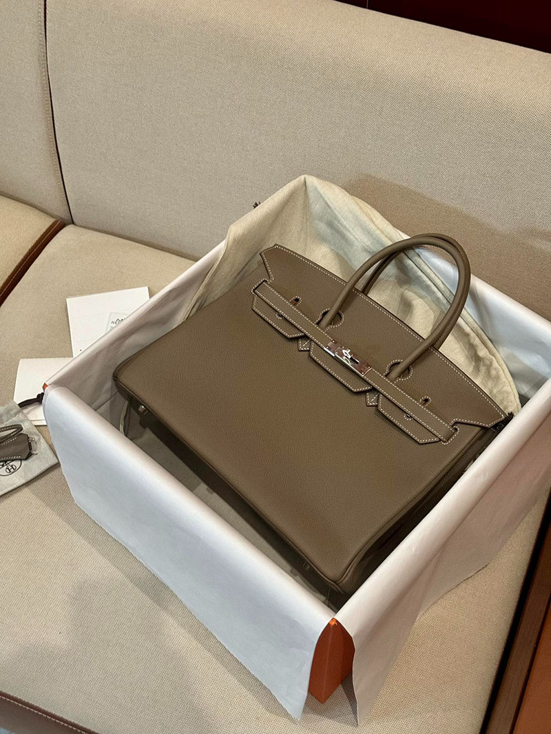 エルメス アウトレット 店舗 HERMES バーキン35 エトゥープ トゴ シルバー金具 2520863 エルメスバッグ 人気 - 画像 (8)