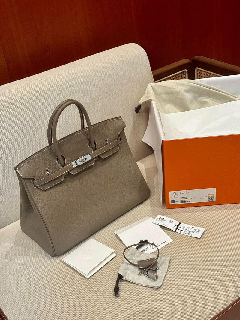 エルメス アウトレット 店舗 HERMES バーキン35 エトゥープ トゴ シルバー金具 2520863 エルメスバッグ 人気 - 画像 (5)