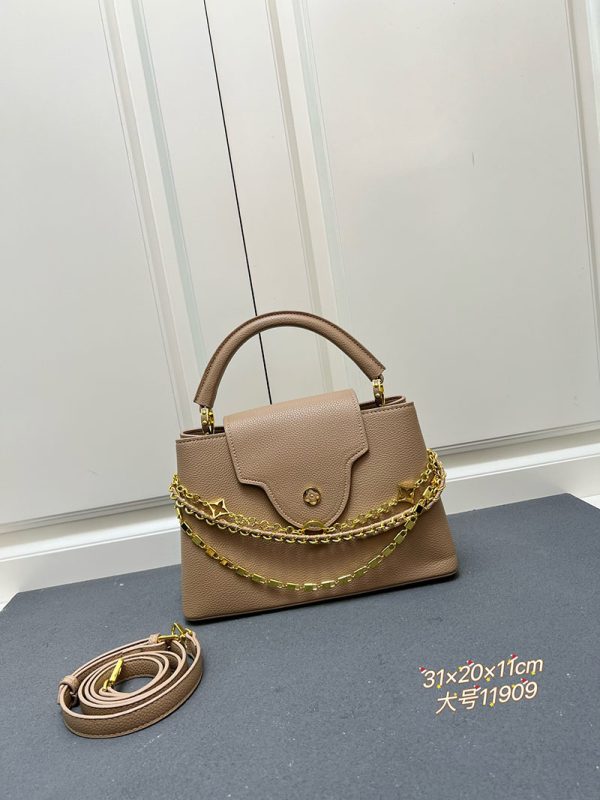 ルイヴィトン カプシーヌ MM 2way ショルダー ハンドバッグ 斜め掛け トリヨンレザー ブラウン ゴールド金具 lv301026 ルイヴィトン カプシーヌ 人気 - 画像 (9)