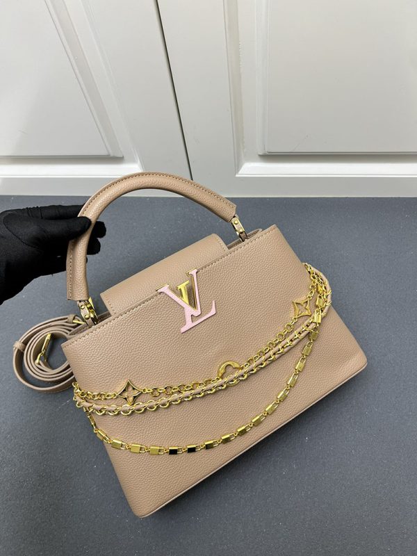 ルイヴィトン カプシーヌ MM 2way ショルダー ハンドバッグ 斜め掛け トリヨンレザー ブラウン ゴールド金具 lv301026 ルイヴィトン カプシーヌ 人気 - 画像 (5)