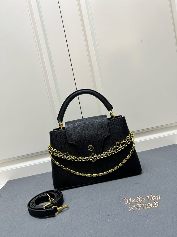 ルイヴィトン カプシーヌ MM 2way ショルダー ハンドバッグ 斜め掛け トリヨンレザー ブラック ゴールド金具 lv301027 ヴィトン カプシーヌ 新作 - 画像 (9)