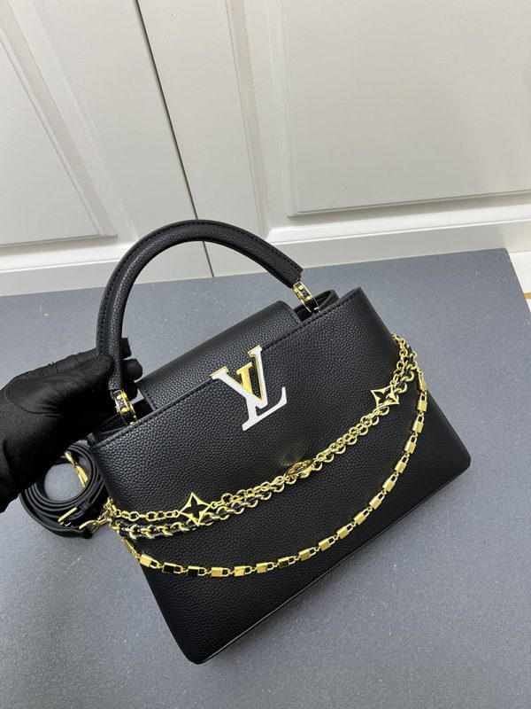 ルイヴィトン カプシーヌ MM 2way ショルダー ハンドバッグ 斜め掛け トリヨンレザー ブラック ゴールド金具 lv301027 ヴィトン カプシーヌ 新作 - 画像 (6)