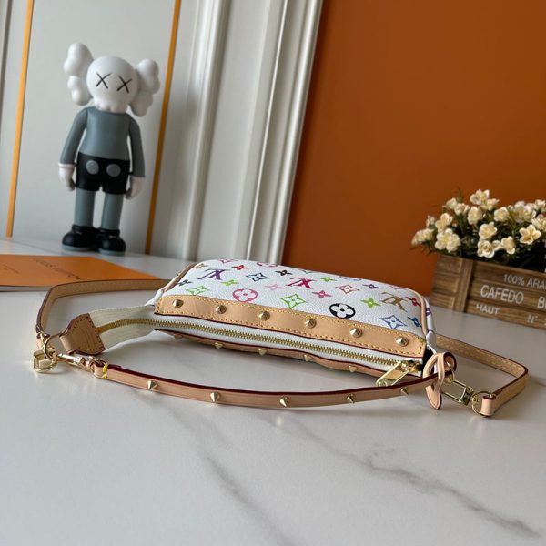 ルイヴィトン M92649 ポシェット・アクセソワ―ル ブロン ポーチ マルチカラー モノグラム 化粧 メイク 女性/レディース 小物入れ ミニポーチ ホワイト - 画像 (4)