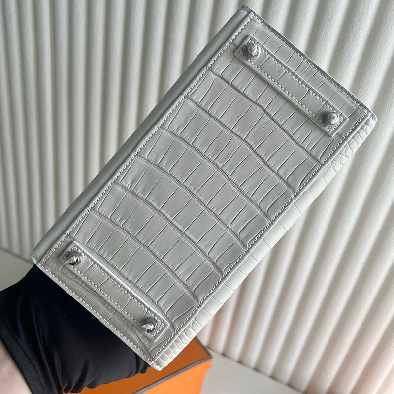 エルメス バーキン20 フォーブル初雪 アリゲーターマット×トリヨンクレマンス×スイフト べトン×ホワイト H品 2521205 - 画像 (3)