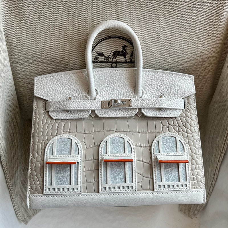 エルメス バーキン20 フォーブル初雪 アリゲーターマット×トリヨンクレマンス×スイフト べトン×ホワイト H品 2521205 - 画像 (2)