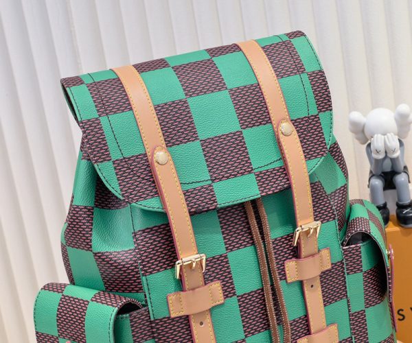 ルイヴィトン N40564 クリストファー ダミエレザー バックパック リュック MM グリーン/ブラウン N品 - 画像 (4)