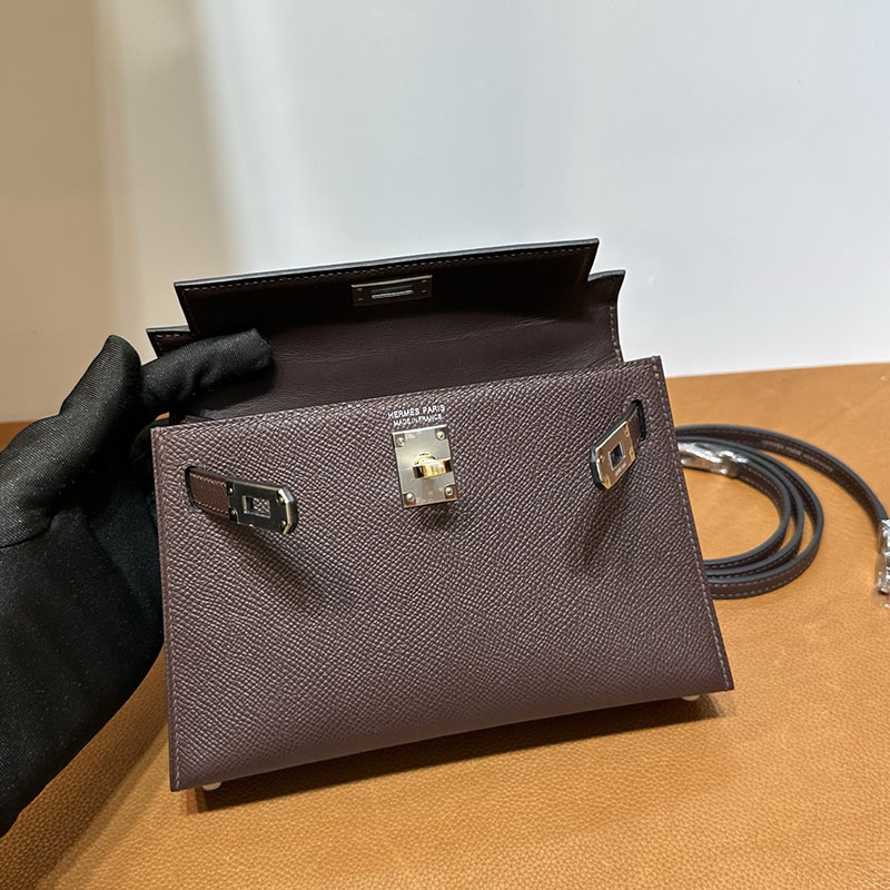 エルメス ミニバッグ HERMES ケリーミニ2 外縫い ルージュセリエ ヴォーエプソン シルバー金具 2521255 エルメスミニケリーバッグ - 画像 (10)