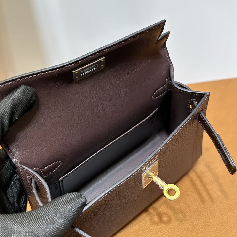 エルメス ミニバッグ HERMES ケリーミニ2 外縫い ルージュセリエ ヴォーエプソン シルバー金具 2521255 エルメスミニケリーバッグ - 画像 (9)