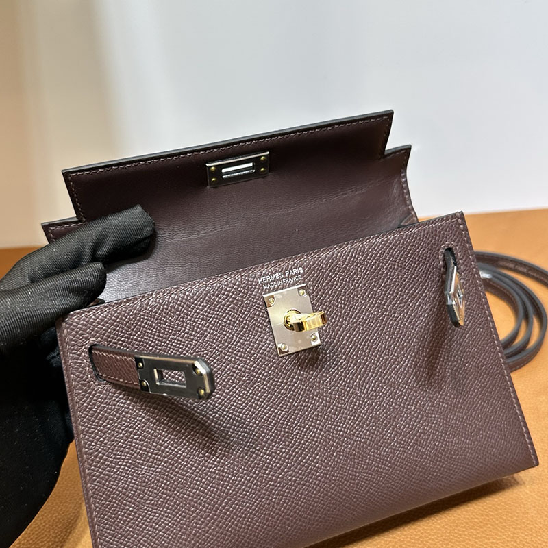 エルメス ミニバッグ HERMES ケリーミニ2 外縫い ルージュセリエ ヴォーエプソン シルバー金具 2521255 エルメスミニケリーバッグ - 画像 (6)