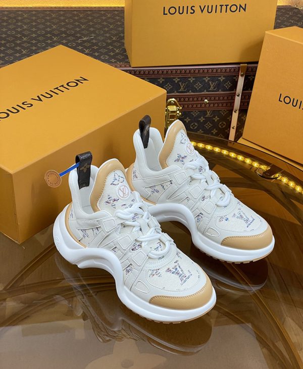 ルイヴィトン 靴 LV アークライト スニーカー レディース lv303311 ホワイト/ベージュ N品 スニーカー レディース 人気ブランド - 画像 (9)