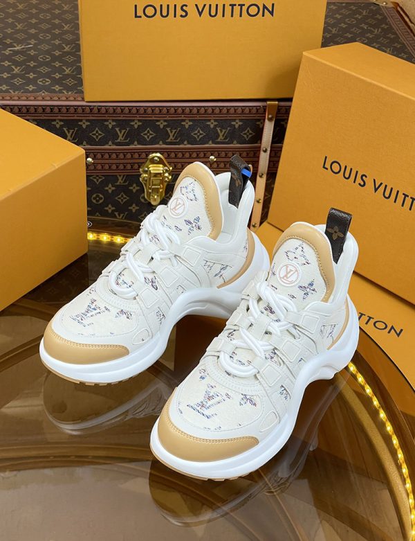 ルイヴィトン 靴 LV アークライト スニーカー レディース lv303311 ホワイト/ベージュ N品 スニーカー レディース 人気ブランド - 画像 (8)