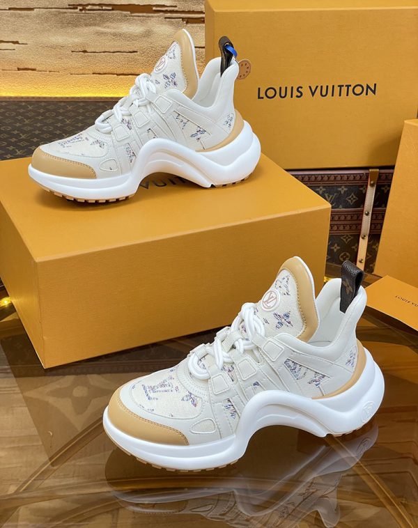 ルイヴィトン 靴 LV アークライト スニーカー レディース lv303311 ホワイト/ベージュ N品 スニーカー レディース 人気ブランド - 画像 (6)