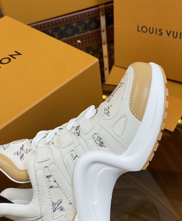 ルイヴィトン 靴 LV アークライト スニーカー レディース lv303311 ホワイト/ベージュ N品 スニーカー レディース 人気ブランド - 画像 (3)