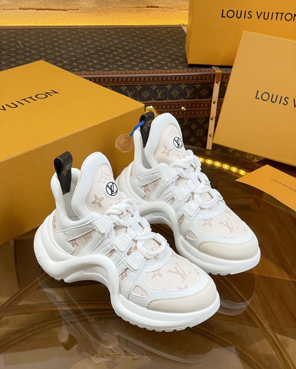 ルイヴィトン 靴 LV アークライト スニーカー レディース lv303315 ホワイト/シャマロウ ピンク N品 スニーカー レディース 人気ブランド - 画像 (9)