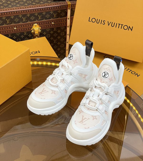 ルイヴィトン 靴 LV アークライト スニーカー レディース lv303315 ホワイト/シャマロウ ピンク N品 スニーカー レディース 人気ブランド - 画像 (8)