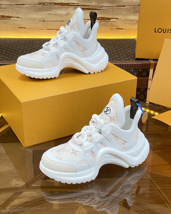 ルイヴィトン 靴 LV アークライト スニーカー レディース lv303315 ホワイト/シャマロウ ピンク N品 スニーカー レディース 人気ブランド - 画像 (6)