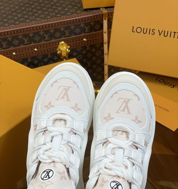 ルイヴィトン 靴 LV アークライト スニーカー レディース lv303315 ホワイト/シャマロウ ピンク N品 スニーカー レディース 人気ブランド - 画像 (3)
