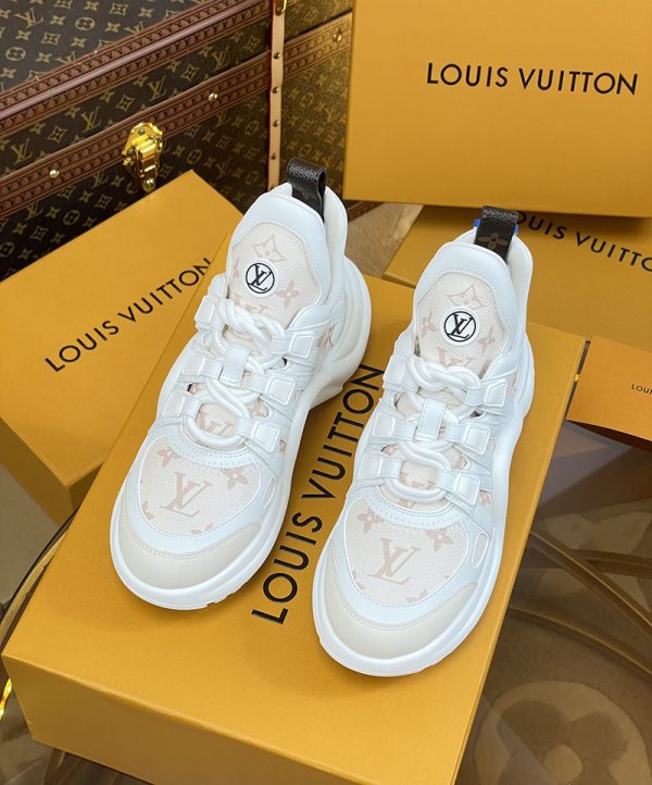 ルイヴィトン 靴 LV アークライト スニーカー レディース lv303315 ホワイト/シャマロウ ピンク N品 スニーカー レディース 人気ブランド - 画像 (2)