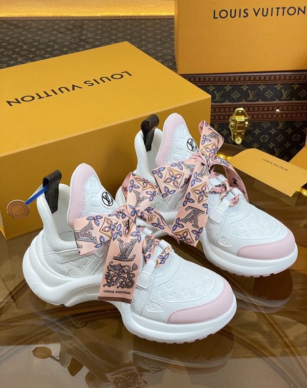 ルイヴィトン 靴 LV アークライト スニーカー レディース lv303316 ホワイト/ピンク N品 芸能人 愛用スニーカー レディース - 画像 (9)