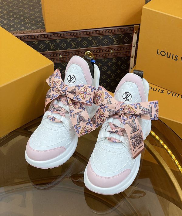 ルイヴィトン 靴 LV アークライト スニーカー レディース lv303316 ホワイト/ピンク N品 芸能人 愛用スニーカー レディース - 画像 (8)