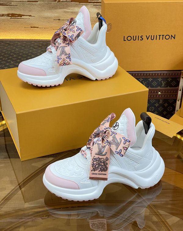 ルイヴィトン 靴 LV アークライト スニーカー レディース lv303316 ホワイト/ピンク N品 芸能人 愛用スニーカー レディース - 画像 (6)