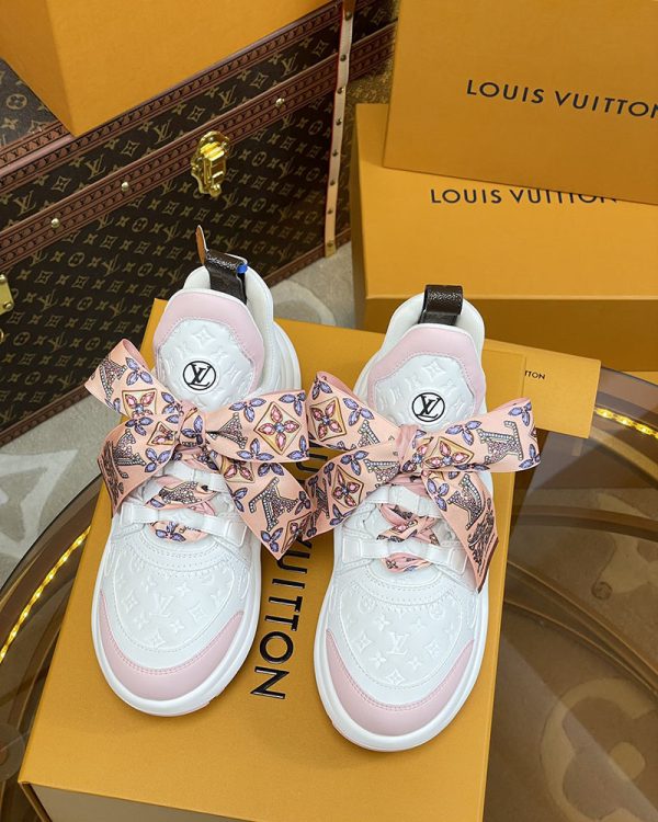 ルイヴィトン 靴 LV アークライト スニーカー レディース lv303316 ホワイト/ピンク N品 芸能人 愛用スニーカー レディース - 画像 (3)