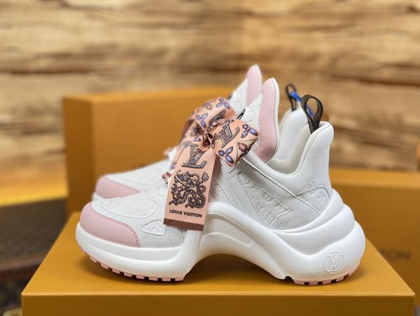 ルイヴィトン 靴 LV アークライト スニーカー レディース lv303316 ホワイト/ピンク N品 芸能人 愛用スニーカー レディース - 画像 (2)
