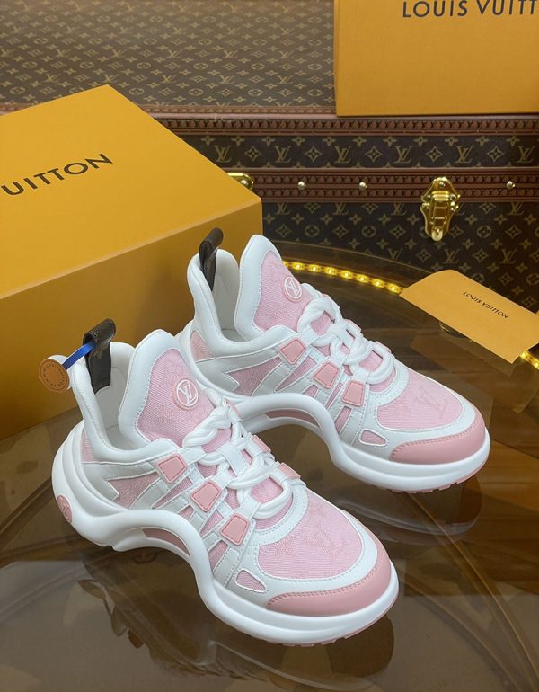ルイヴィトン 靴 LV アークライト スニーカー レディース lv303318 ホワイト/ピンク N品 芸能人 愛用スニーカー レディース - 画像 (9)